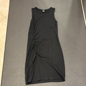 Club Monaco Black Ruched Midi Dress